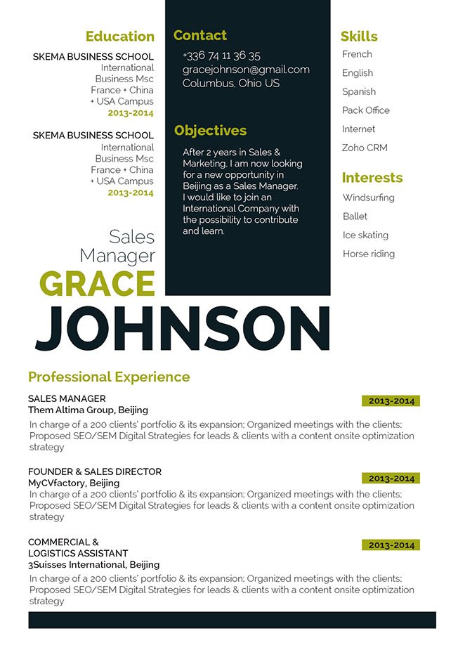 A business resume template that is applicable to any job type in the field.