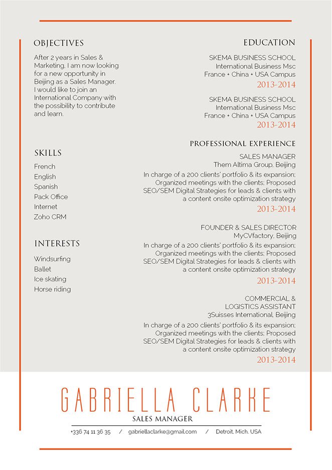 You are to create an attractive professional CV using this modern resume template!