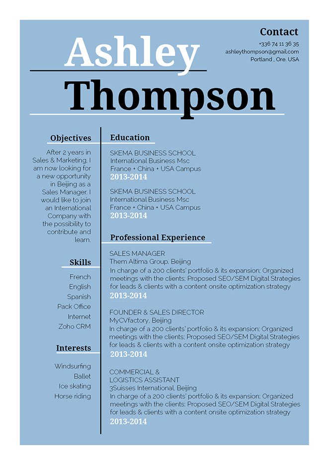 Create a functional CV with this modern resume template