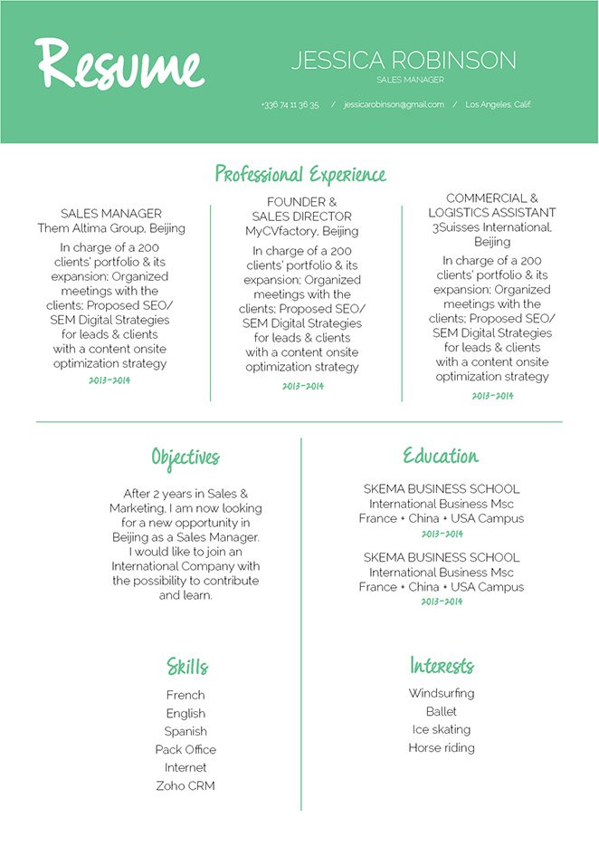The lay out in this best resume format is sure to help you make a great CV!