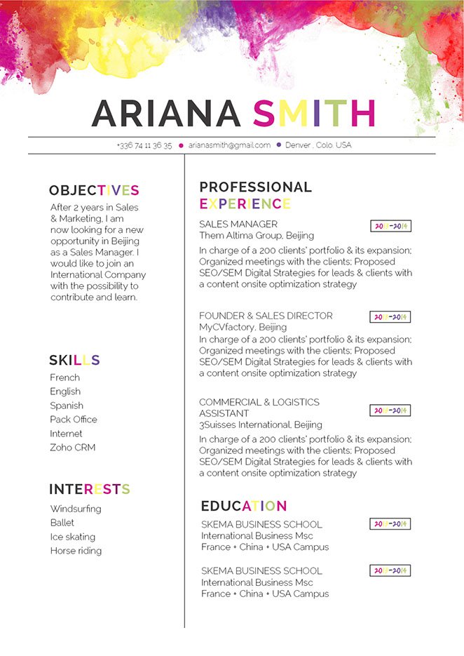 Great format and lay out -- the best resume template we have!