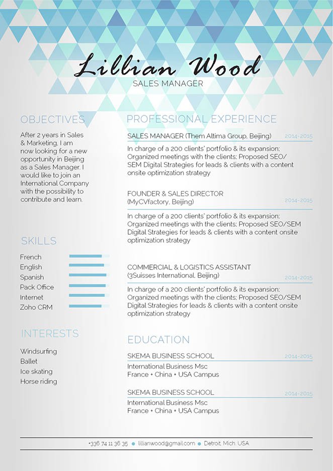 A modern resume template that provides your reader with the essnetial bits of information!