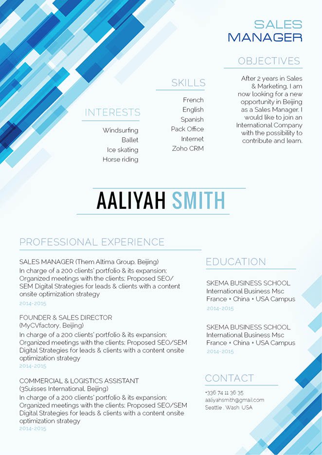 The format used in this modern resume template makes it one of the best samples resumes we have!