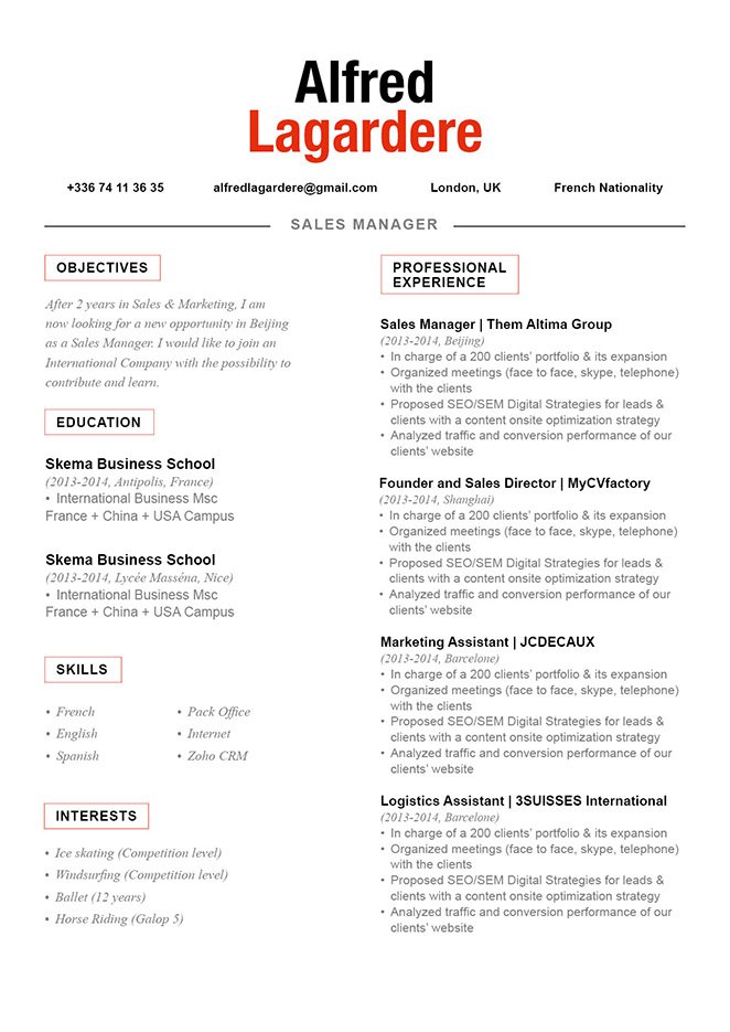 All you need in a great resume can be seen in this CV format