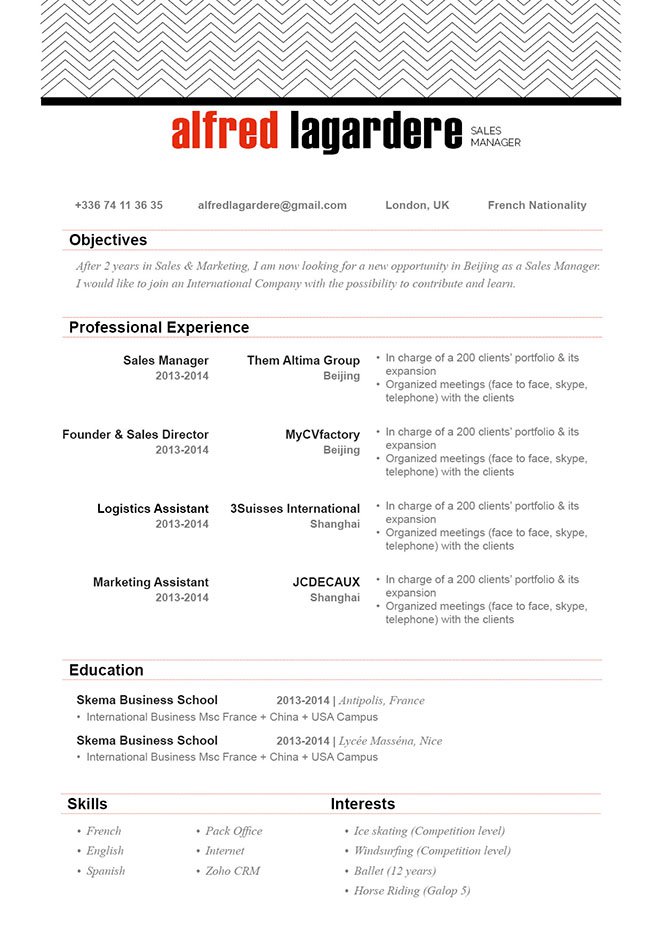 Formatted perfectly to impress the recruiter, choose the resume template