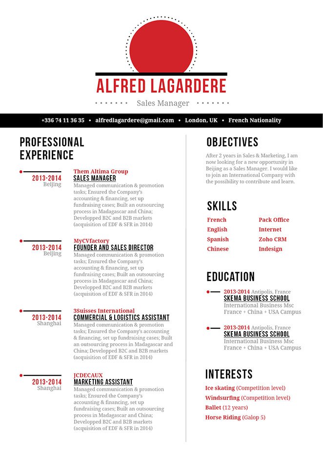 Clean and well-formatted, a great resume to land taht dream job!