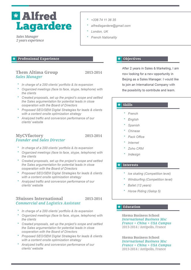 No need to go over the top, this simple resume template will get you hired