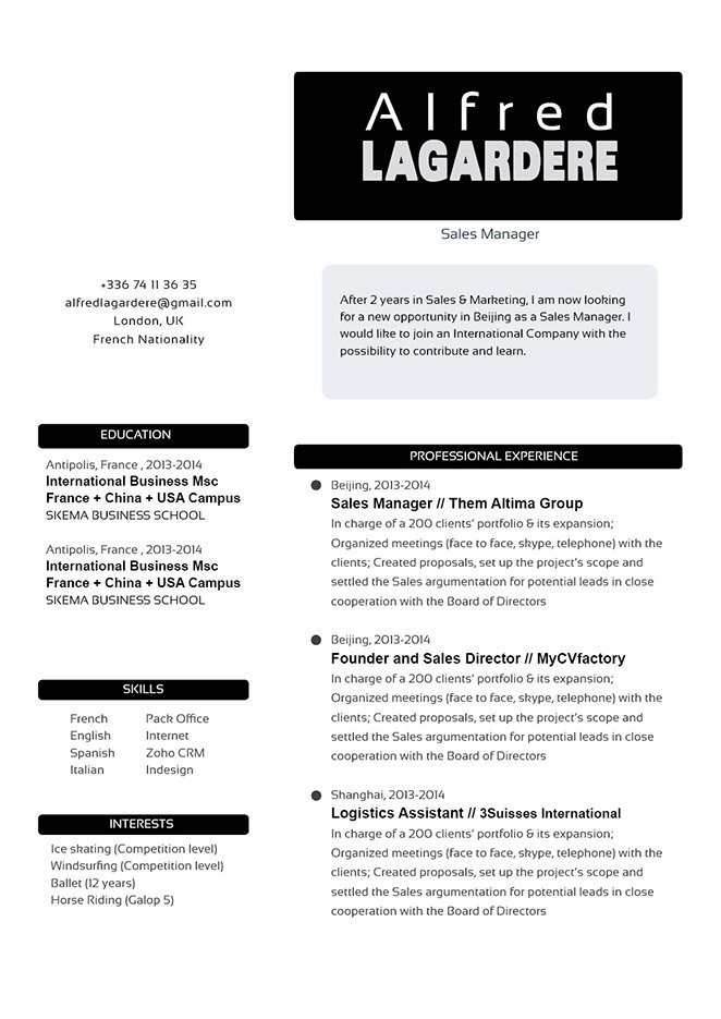 A simple resume lay out that is formatted to perfection.