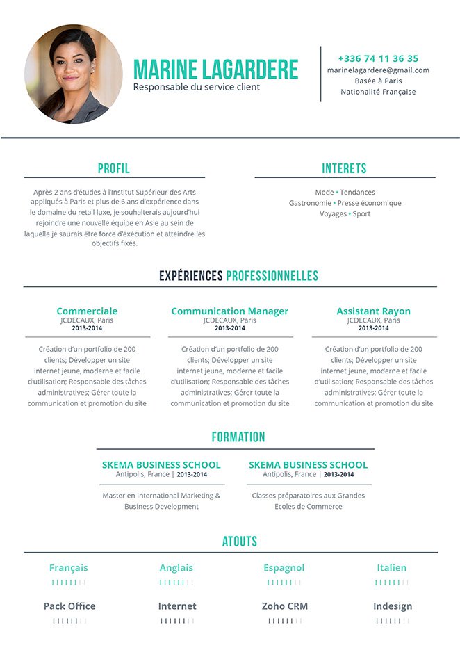 Curriculum Vitae Moderne Cv Tendance Mycvfactory