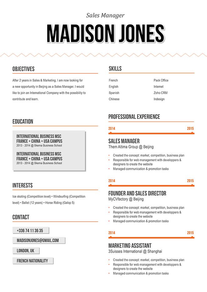 A professional resume format with a great sense of functionality