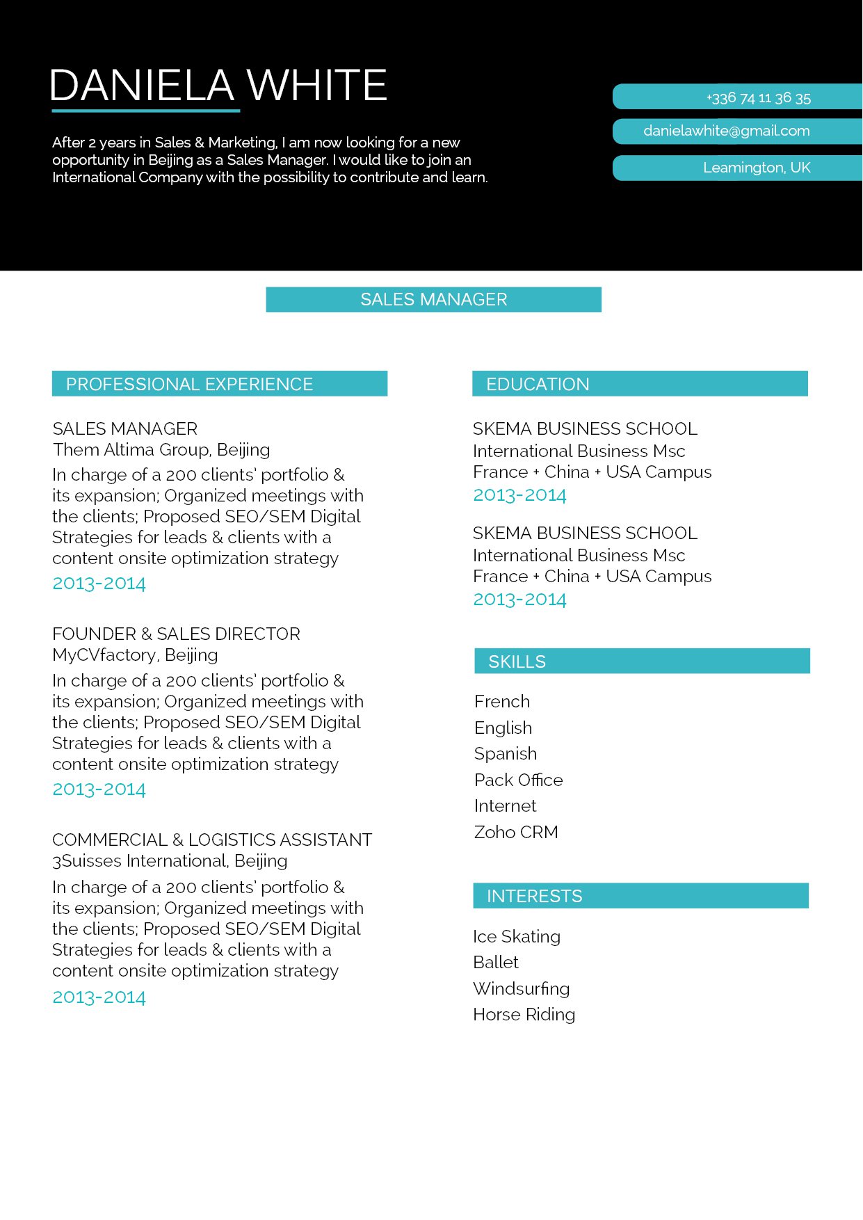 Use this creative eformat to make a good resume!
